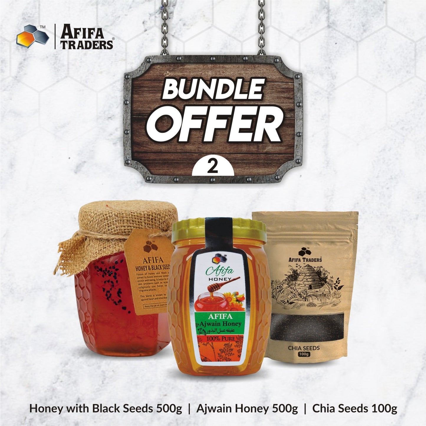 HONEY WITH BLACK SEEDS, AJWAIN HONEY AND CHIA SEEDS - Afifa Honey