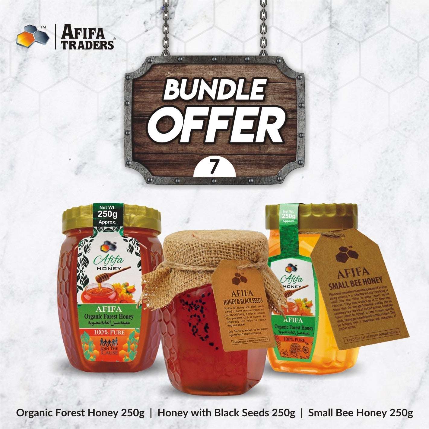 ORGANIC FOREST HONEY, HONEY WITH BLACK SEEDS & SMALL BEE HONEY - Afifa Honey
