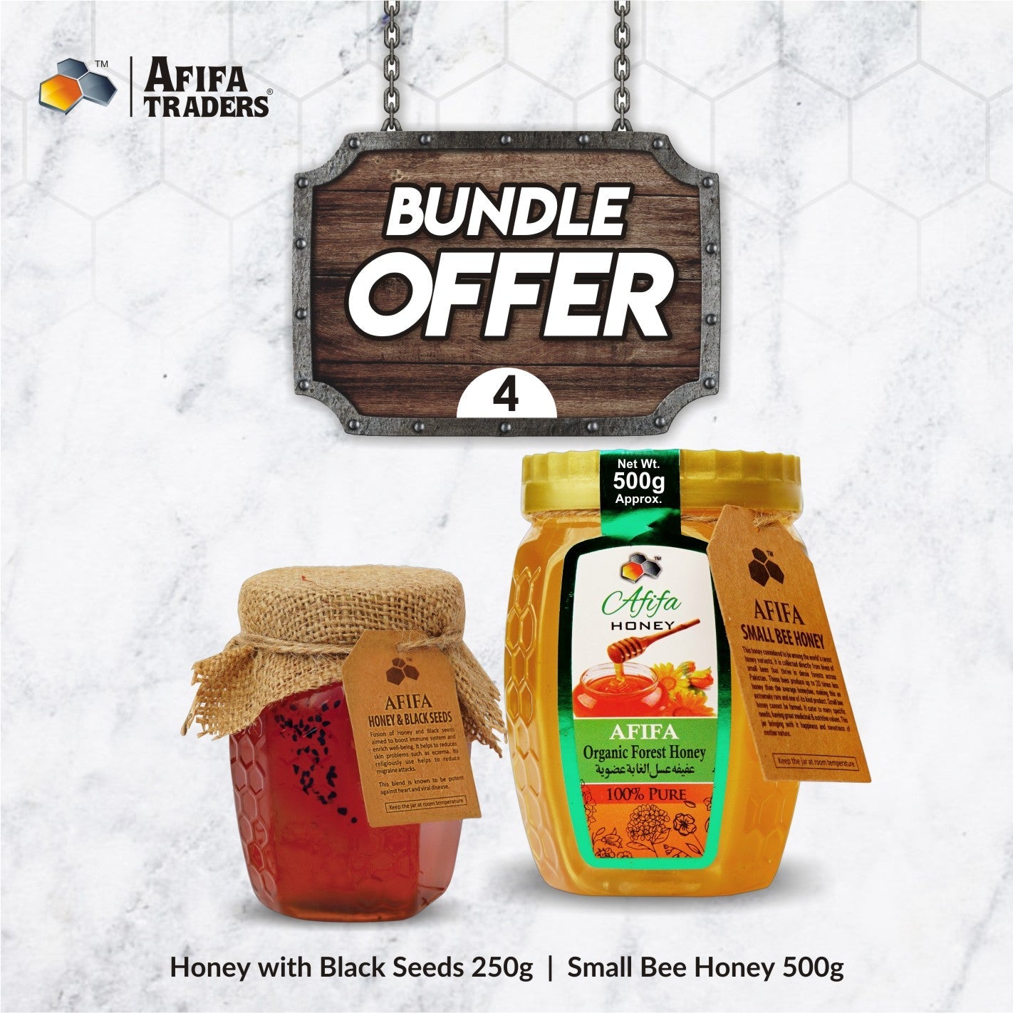 SMALL BEE HONEY & HONEY WITH BLACK SEEDS - Afifa Honey